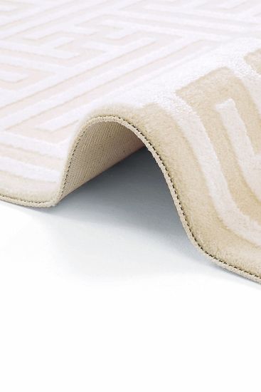 Lena85 Cream Geometric Bedroom Rug