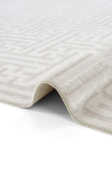 Lena85 Geometric Cream Bedroom Rug