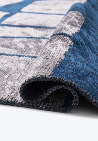 Whirlwind Grey & blue Abstract Bedroom Rug