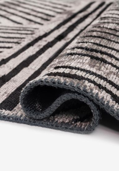 Whirlwinds Grey & Black Geometric Modern Rug
