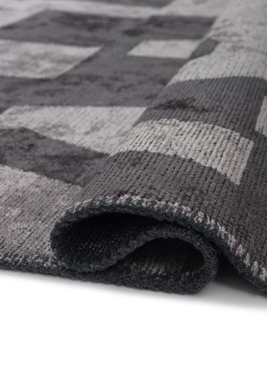 Vivacious Black & Grey Abstract Living Room Rug