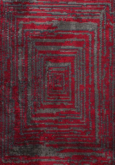Glorious Red & Grey Living Room Geometric Rug