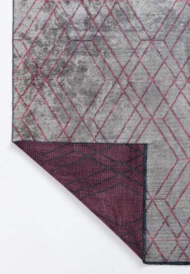 Glowing Grey & Pink Bedroom Geometric Rug