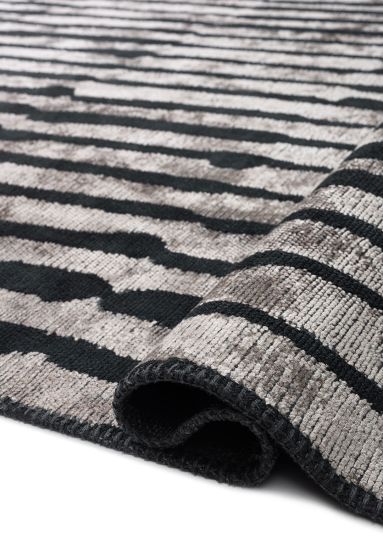 Dazzlingly Grey & Black Stripes Living Room Rug