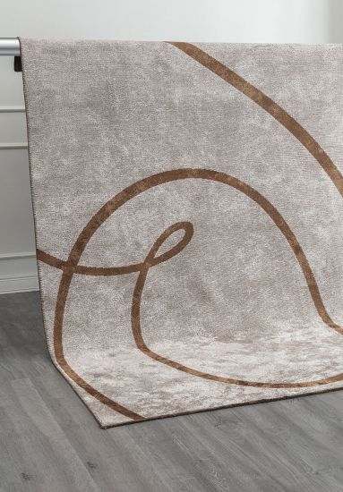 Gloss Brown &  Grey Abstract Area Rug