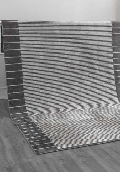 Filigree Cream & Grey Stripes Modern Rug