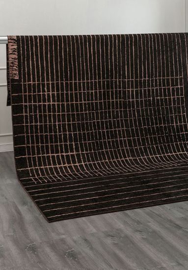 Frosting Black & Brown Geometric Modern Rug