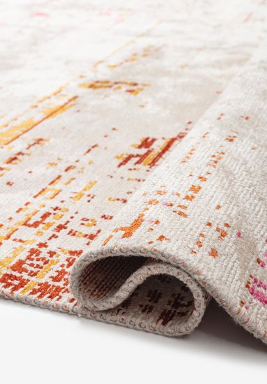 Gleam Cream & Orange Abstract Bedroom Rug