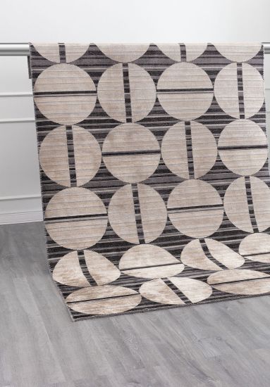 Enhance Grey & Cream Geometric Area Rug