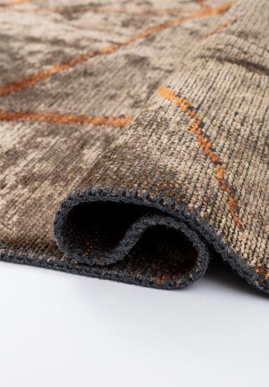 Verdura Brown Geometric Dining Room Rug