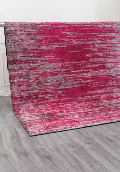 Amore Red Grey Abstract Living Room Rug