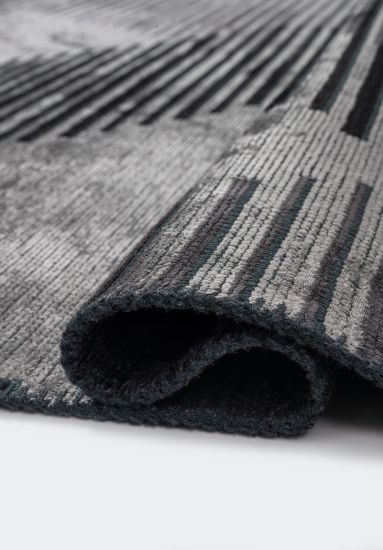 Geometric Grey Black Ecstasy Modern Rug