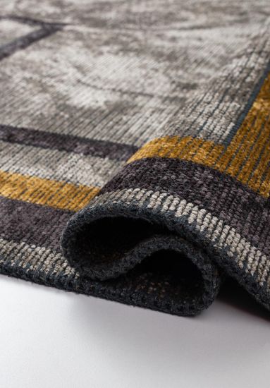 Evolve Grey & Yellow Bordered Outdoor Rug