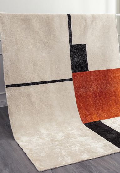 Geometric Cream Sizzle Bedroom Rug