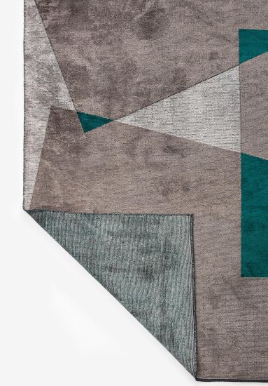 Geometric Grey & Green Soaring Indoor Rug