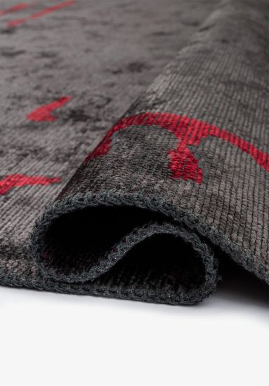 Froste grey Black Abstract Outdoor Rug