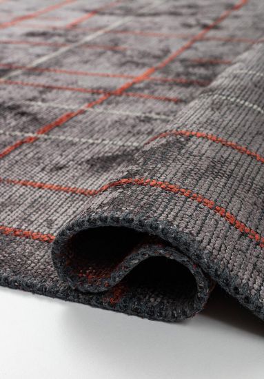 Charcoal Grey Abstract Outdoor Rug