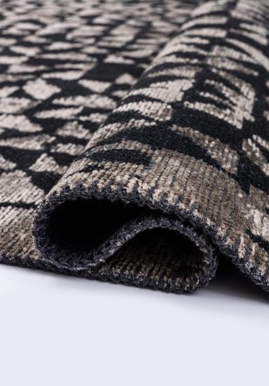 Nebula Black & Brown Distressed Dining Room Rug