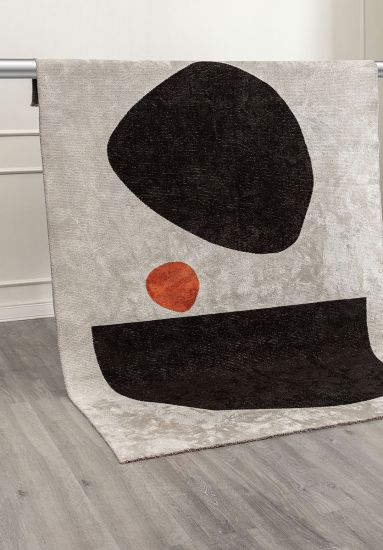 Seraphic Grey Black Abstract Indoor Rug