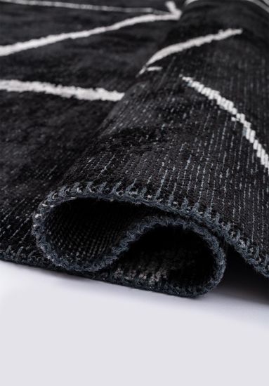 Black Verdura Geometric Living Room Rug