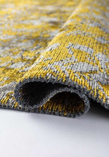 Saffron Yellow & Grey Abstract Living Room Rug