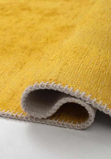 Fresco Yellow Plain Living Room Rug