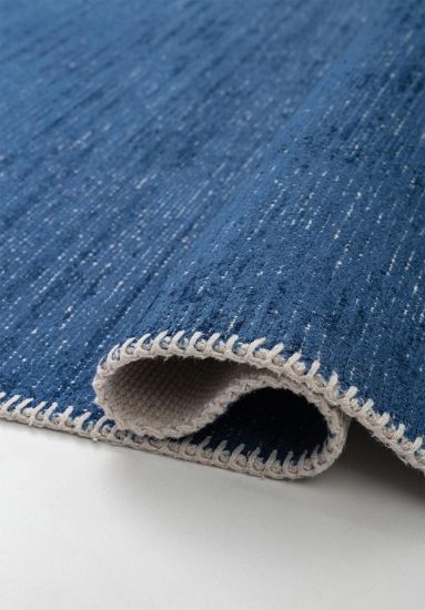 Fresco Blue Plain Living Room Rug