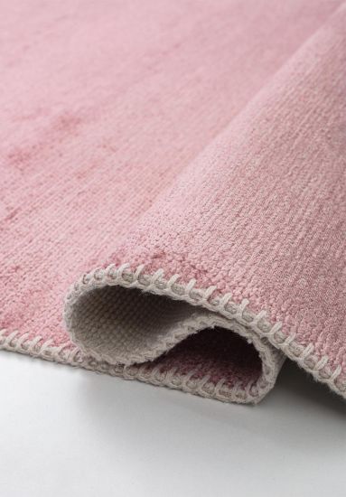Plain Pink Fresco Bedroom Rug