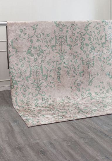 Floral Grey & Green Elantras Modern Rug