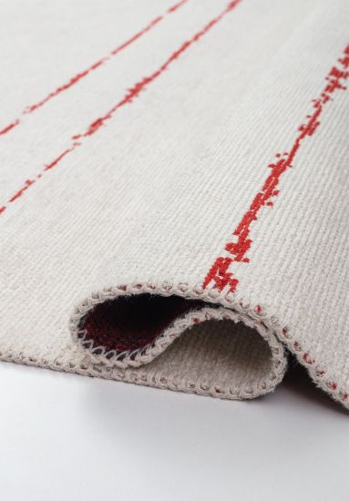 Embellish Cream & Red Distressed Bedroom Rug