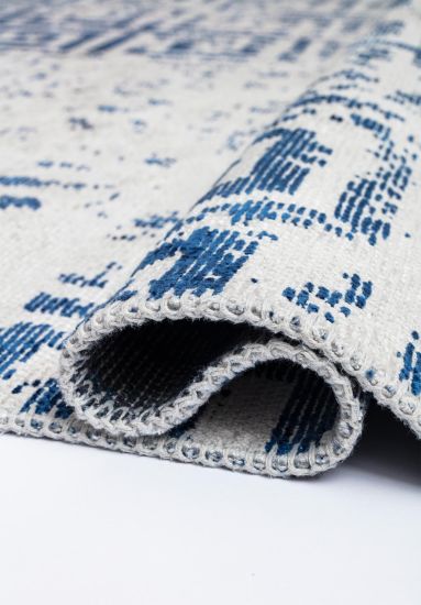 Empress White & Blue Distressed Area Rug