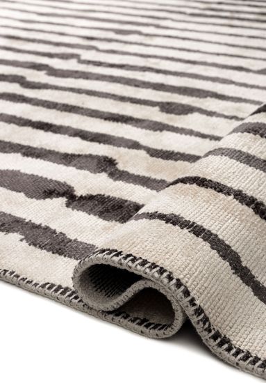 Erudos Cream & Black Abstract Bedroom Rug