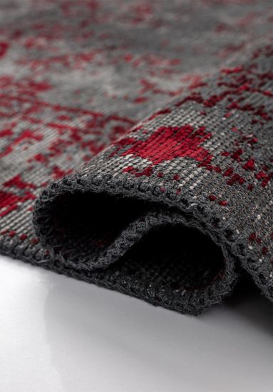 Vintage Eclog Modern Grey & Red Outdoor Rug