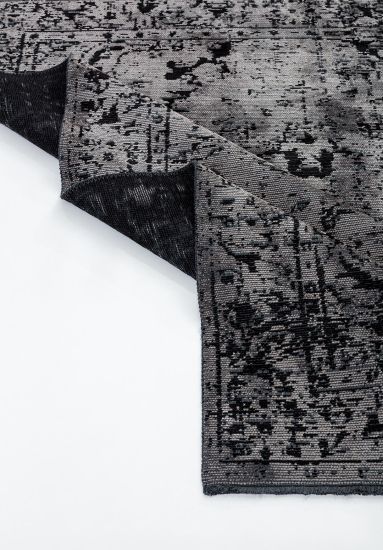 Eclog Grey & Black Vintage Dining Room Rug