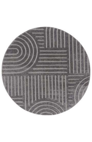 Geometric Grey Flute Outdoor Rug