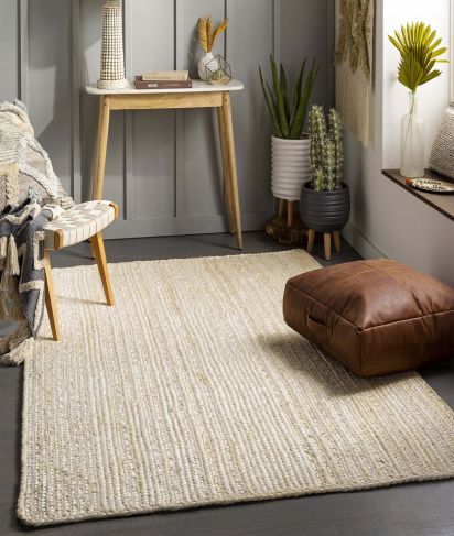Naturael Cream Modern Plain Indoor Rug