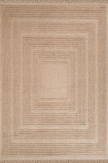 Natura75 Brown Geometric Bordered Outdoor Area Rug