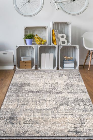Nova Grey Distressed Abstract Rug