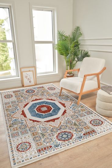 Kolor75 Kilim Cream Multicolour Bedroom Rug