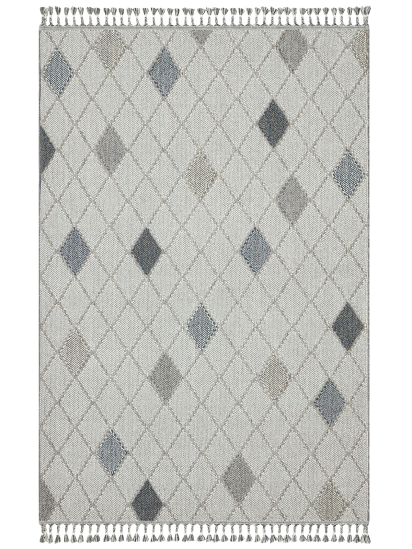 Earthy Cream & Grey Geometric Modern Area Rug