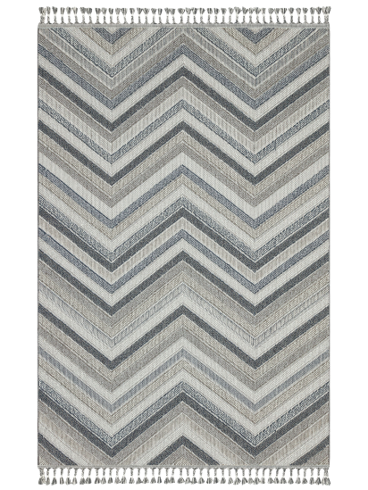 Earthy Cream & Grey Chevron Modern Rug