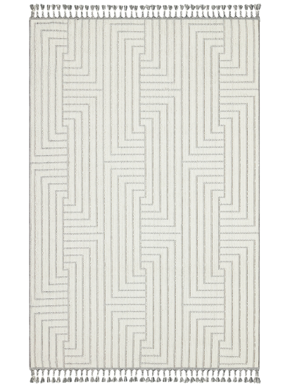 Earthy Cream Striped Grey Modern Rug