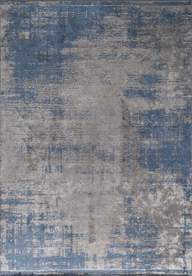 Abstract  Grey & Blue Floret Outdoor Rug