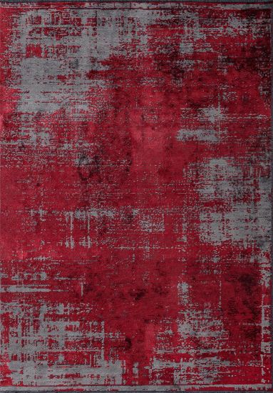 Abstract Floret Red & Grey Outdoor Rug