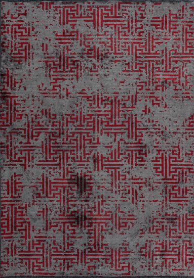 Breeze Grey & Red Distressed Area Rug