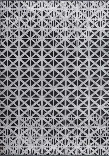 Black & Grey Aurora Geometric Dining Room Rug