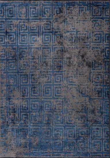 Wayworn Grey & Blue Geometric Rug