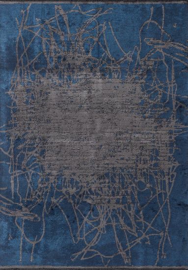 Hearthglow Blue Abstract Living Room Rug