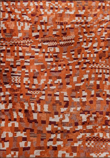 Echo Orange Abstract Living Room Rug