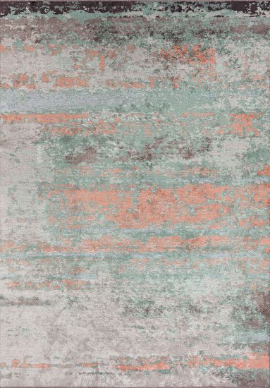 Abstract Green Orange Canyon Area Rug